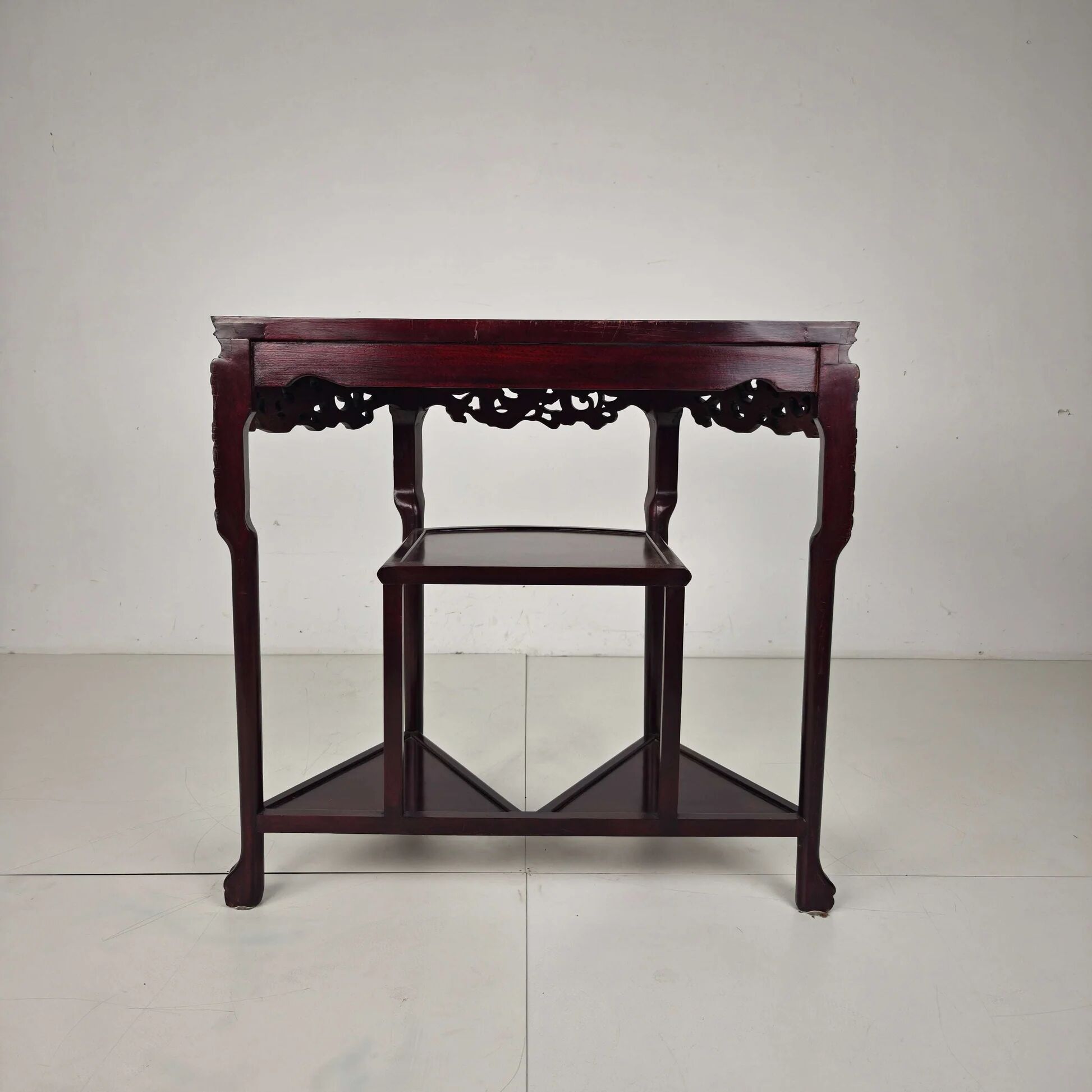 Vintage Chinese hardwood console / side table with marble top