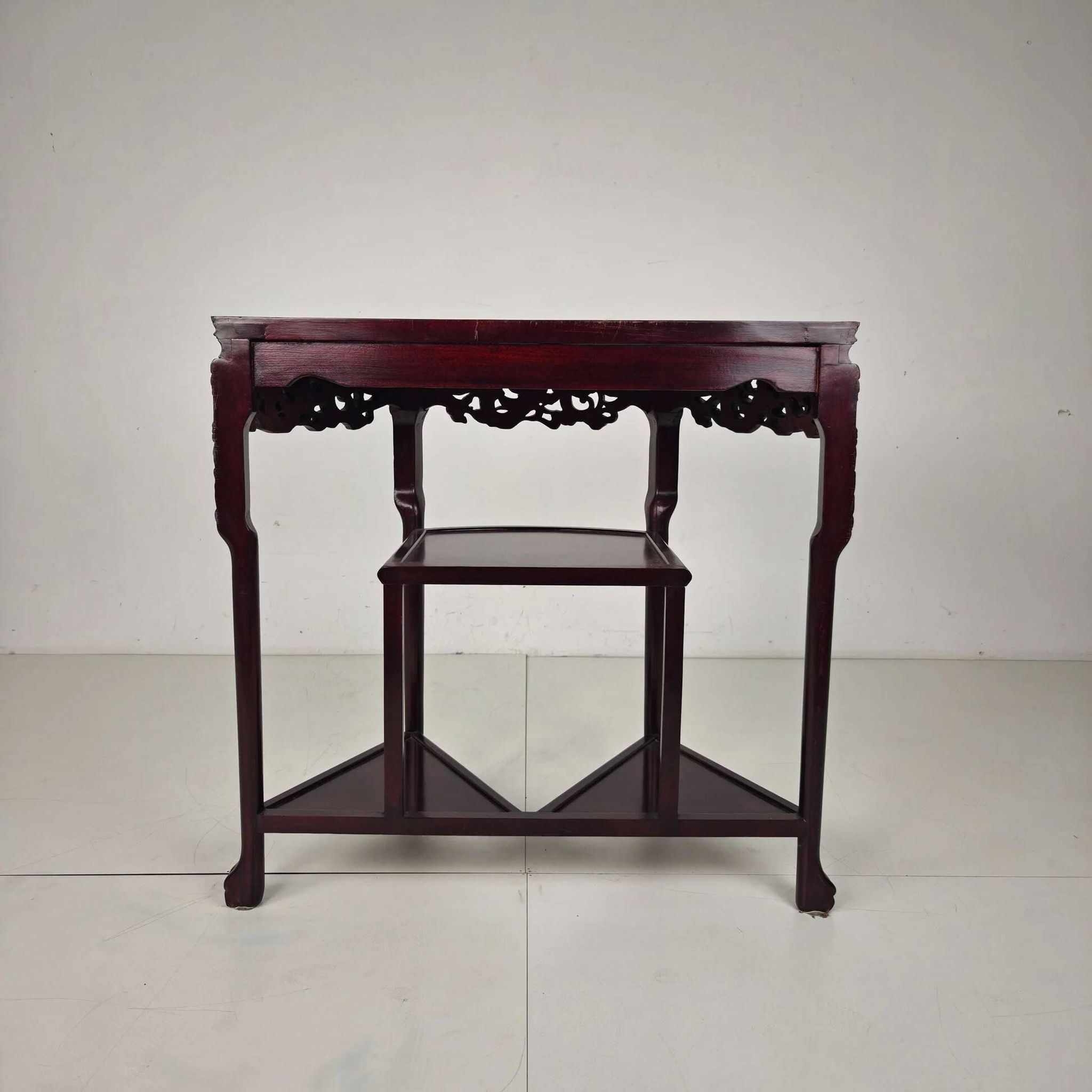 Vintage Chinese hardwood console / side table with marble top