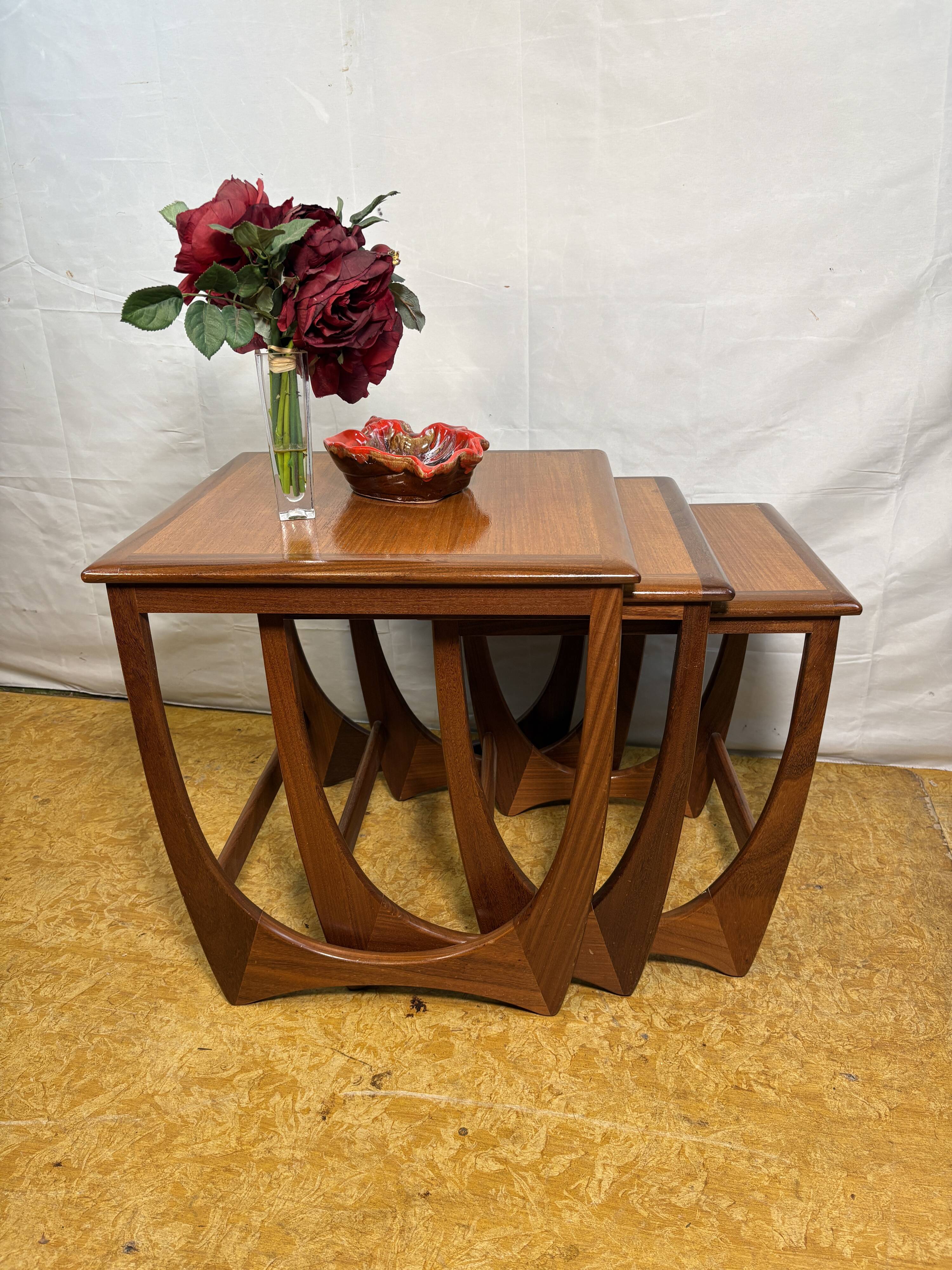 Mid- century retro vintage teak nest of tables by g plan 1960 Danish Design