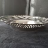 Silver metal bread basket openwork model