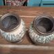 Set of 2 ceramic and metal flower pots