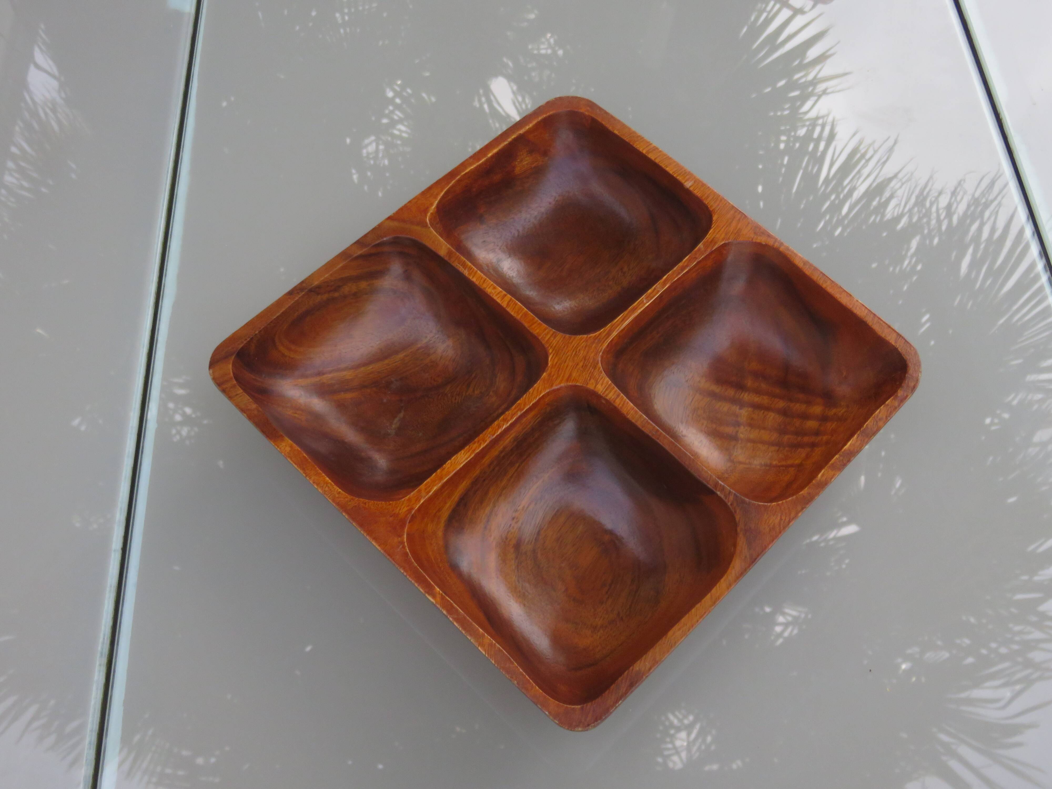 Scandinavian teak compartmentalized dish from the 60s and 70s