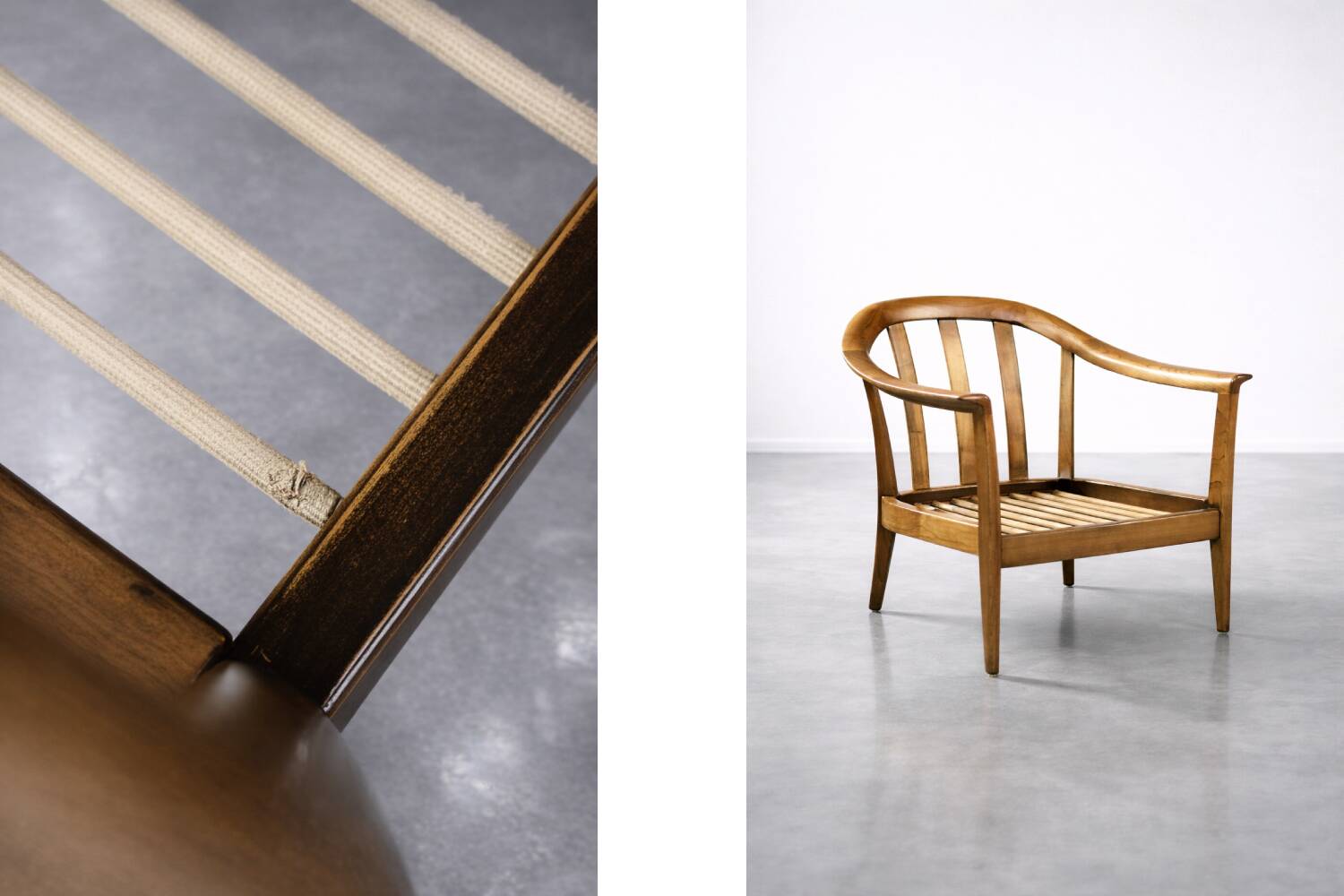 Vintage Mid-Century Modern Wood and Fabric Armchairs from W. Knoll, Set of 2