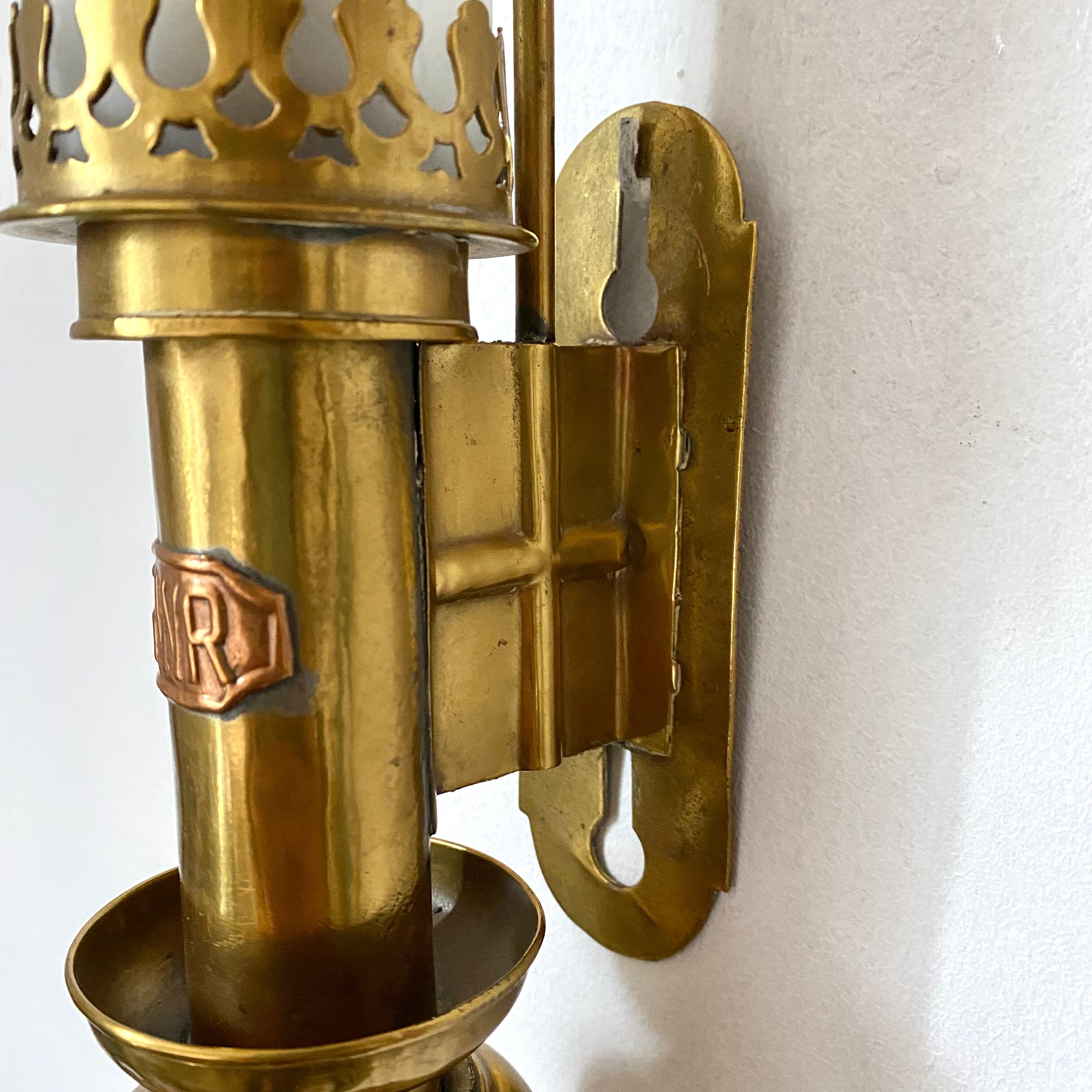 Antique brass train wall lamp