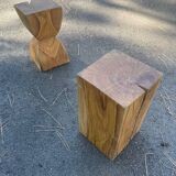Pair of wooden end tables / stools