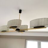 Large vintage 4-arm pendant light by Maison Arlus, designed in the 1950s-60s