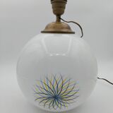 Hand-painted opaline ball lamp signed 1970s