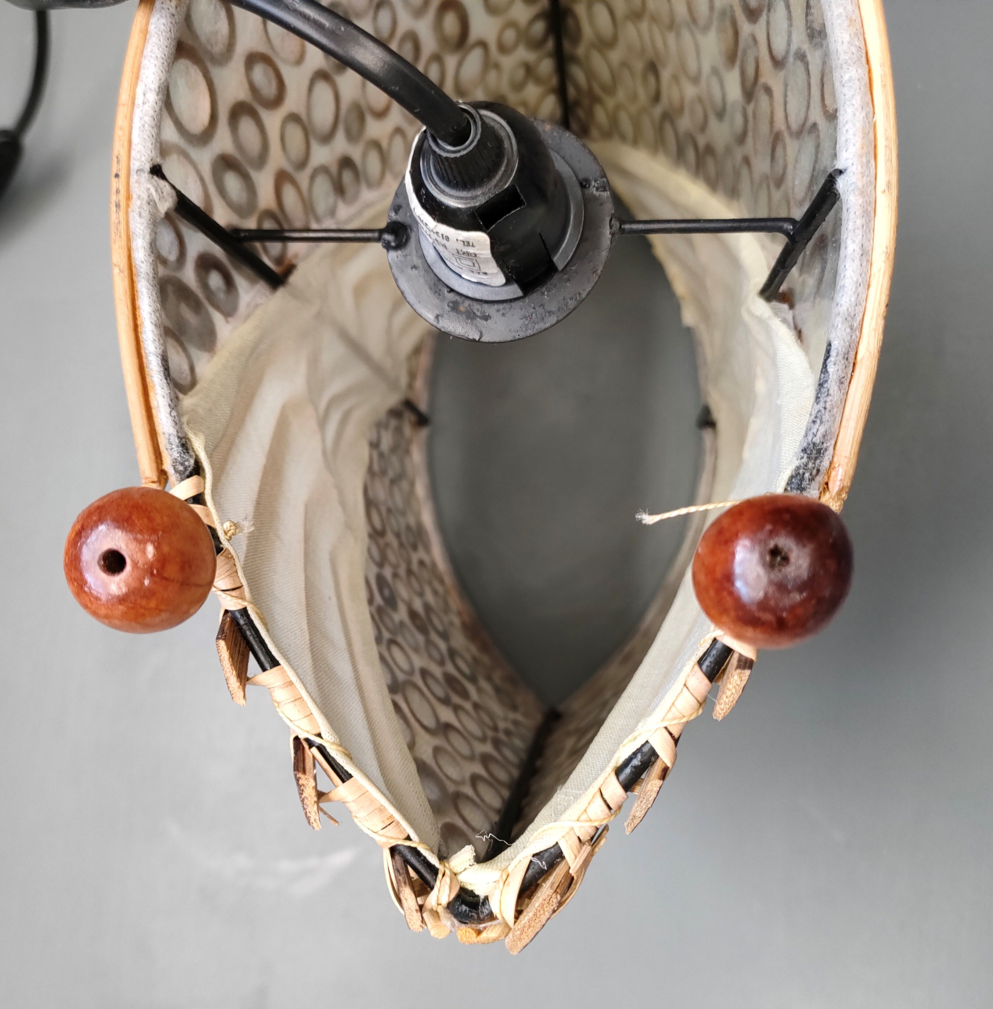 Lamp in rattan wicker and wood late XIXth