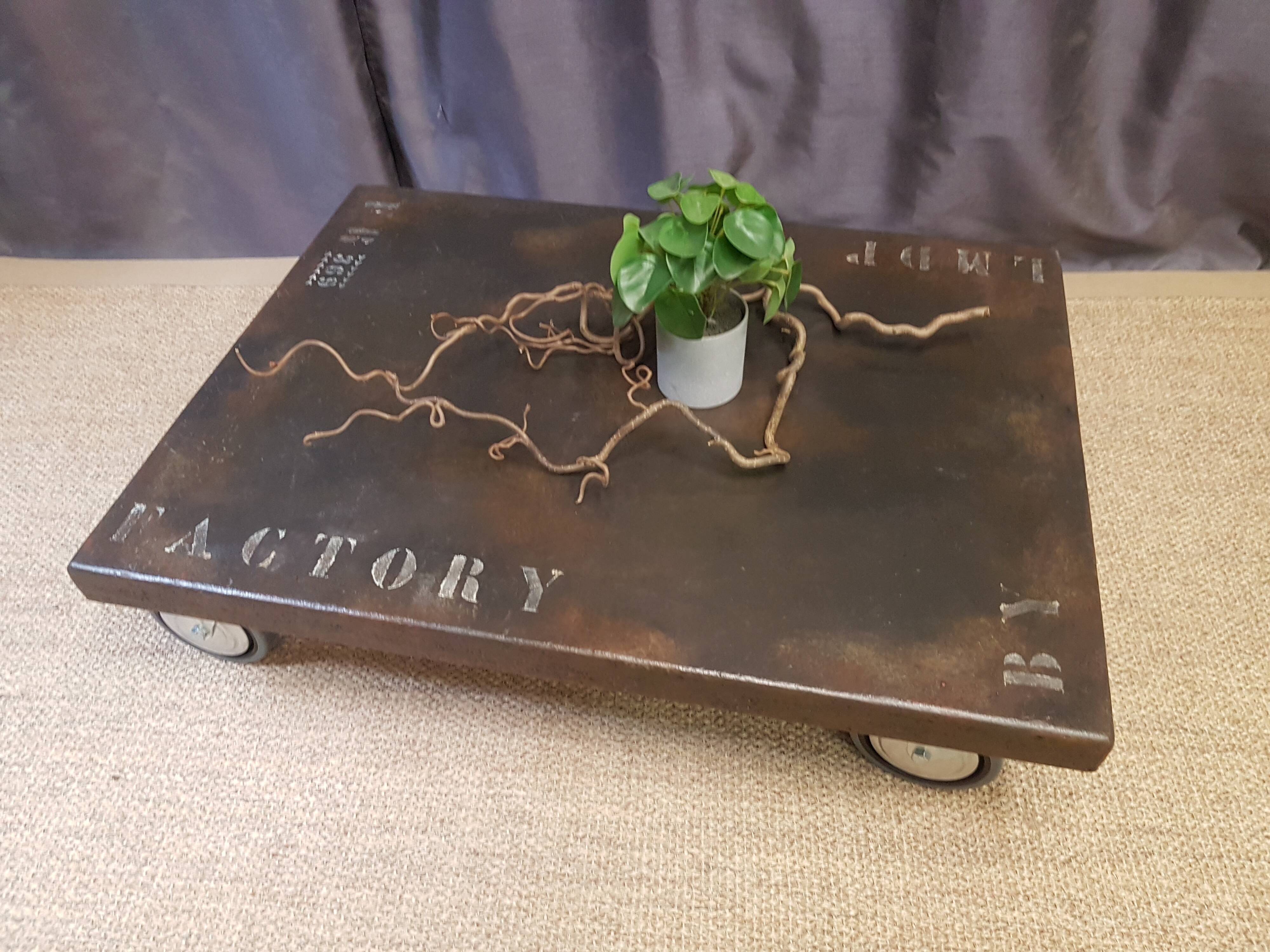 Coffee table on Industrial style wheels