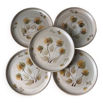 Lot de 5 assiettes plates en grès Niderviller