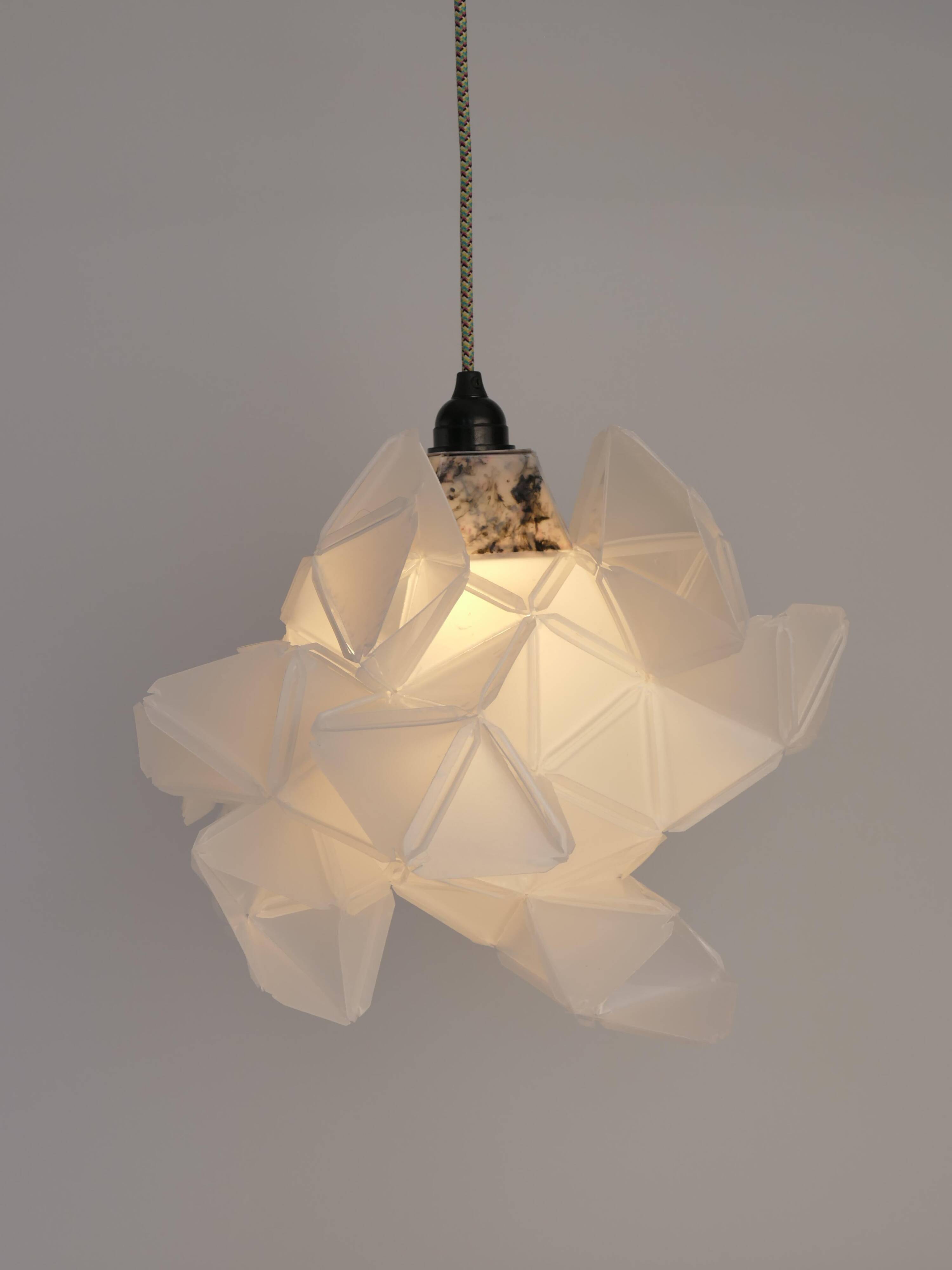 Labyrinth, Hazy, Artisan Light Sculpture with Protruding Fixture, By Republiken