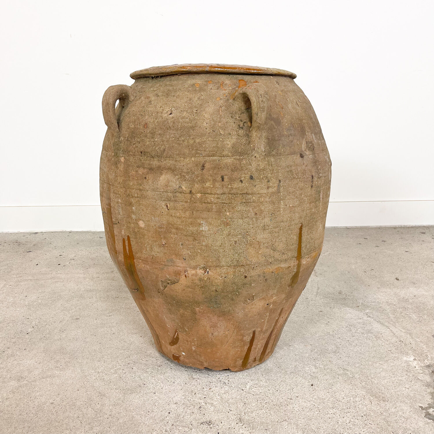 Antique mediterranean spanish terracotta olive jar