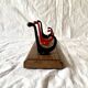 Vintage school coat rack in solid wood - 3 coat hooks in lacquered metal