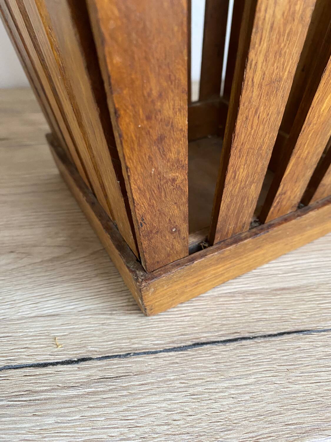 Old art deco basket style Frank Adnet design slatted waste paper basket