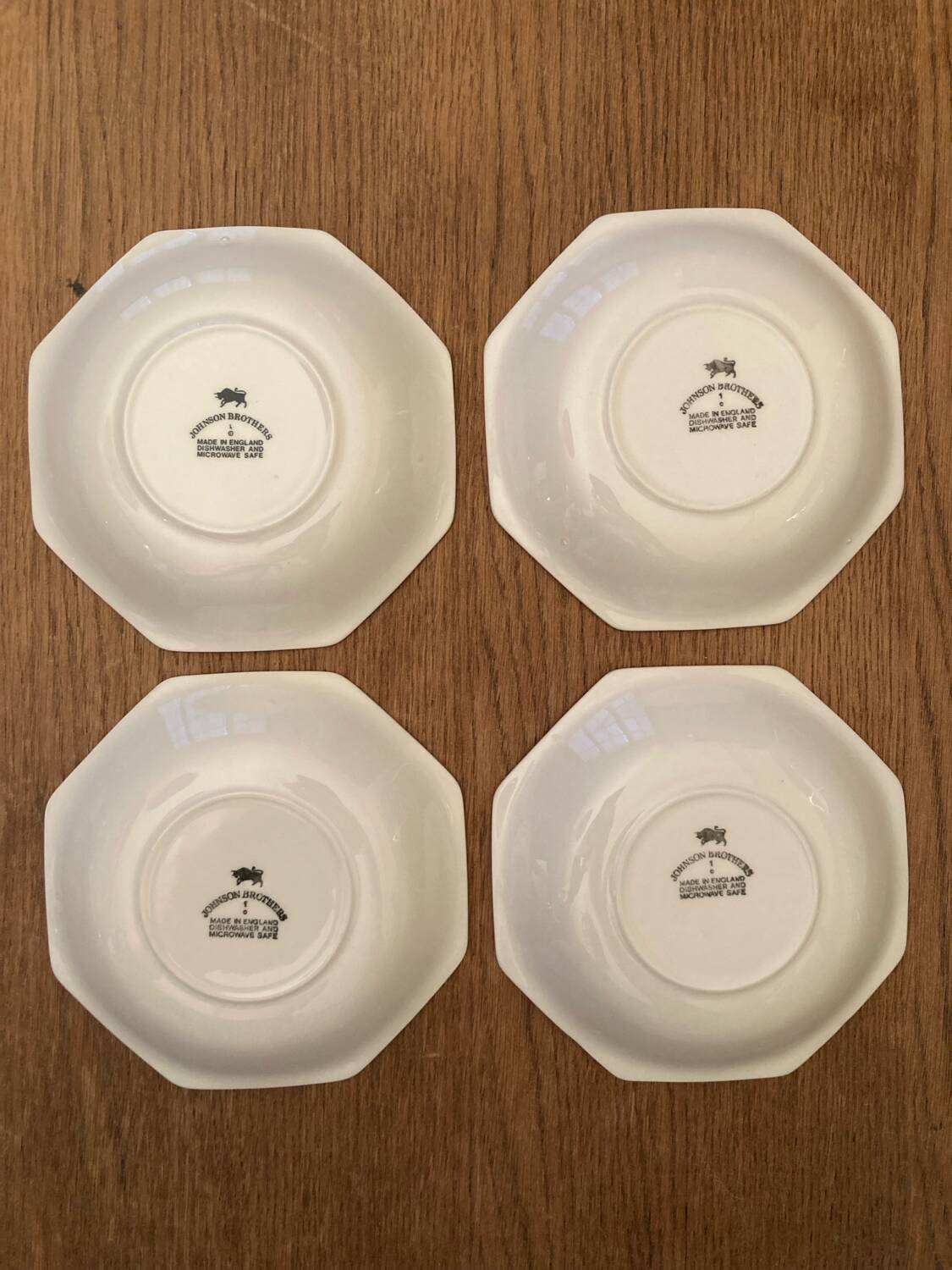 Vintage Johnson Brothers Octagonal White Teacup and Saucer Made in England