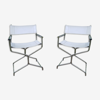 Pair of chrome armchairs, 1970