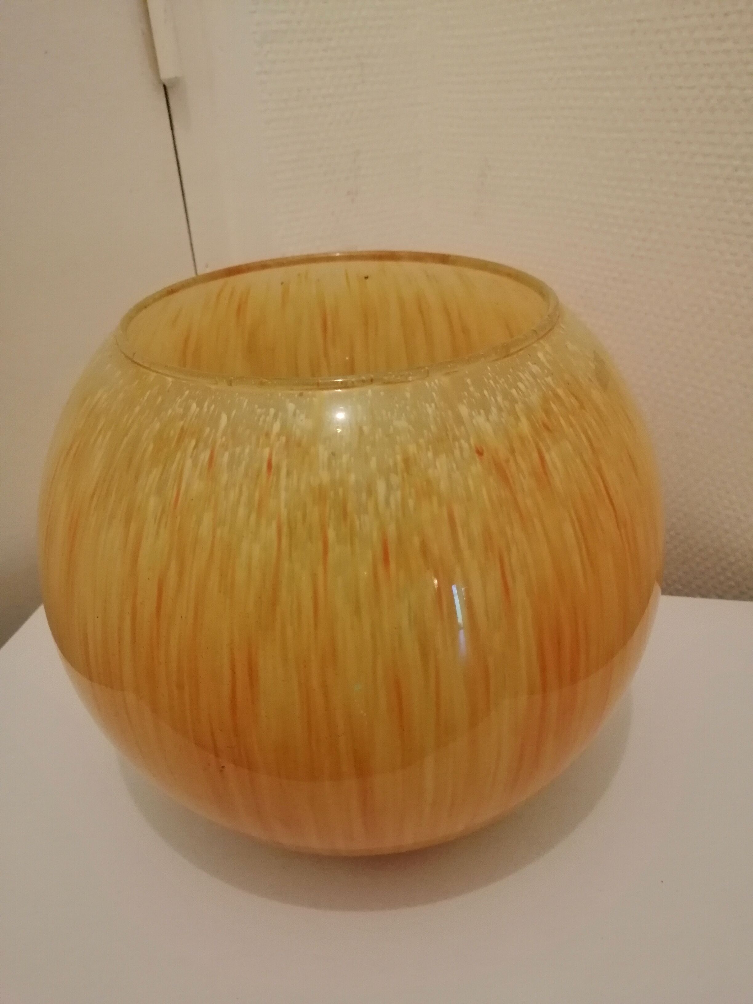 Vintage yellow and orange glass vase vintage