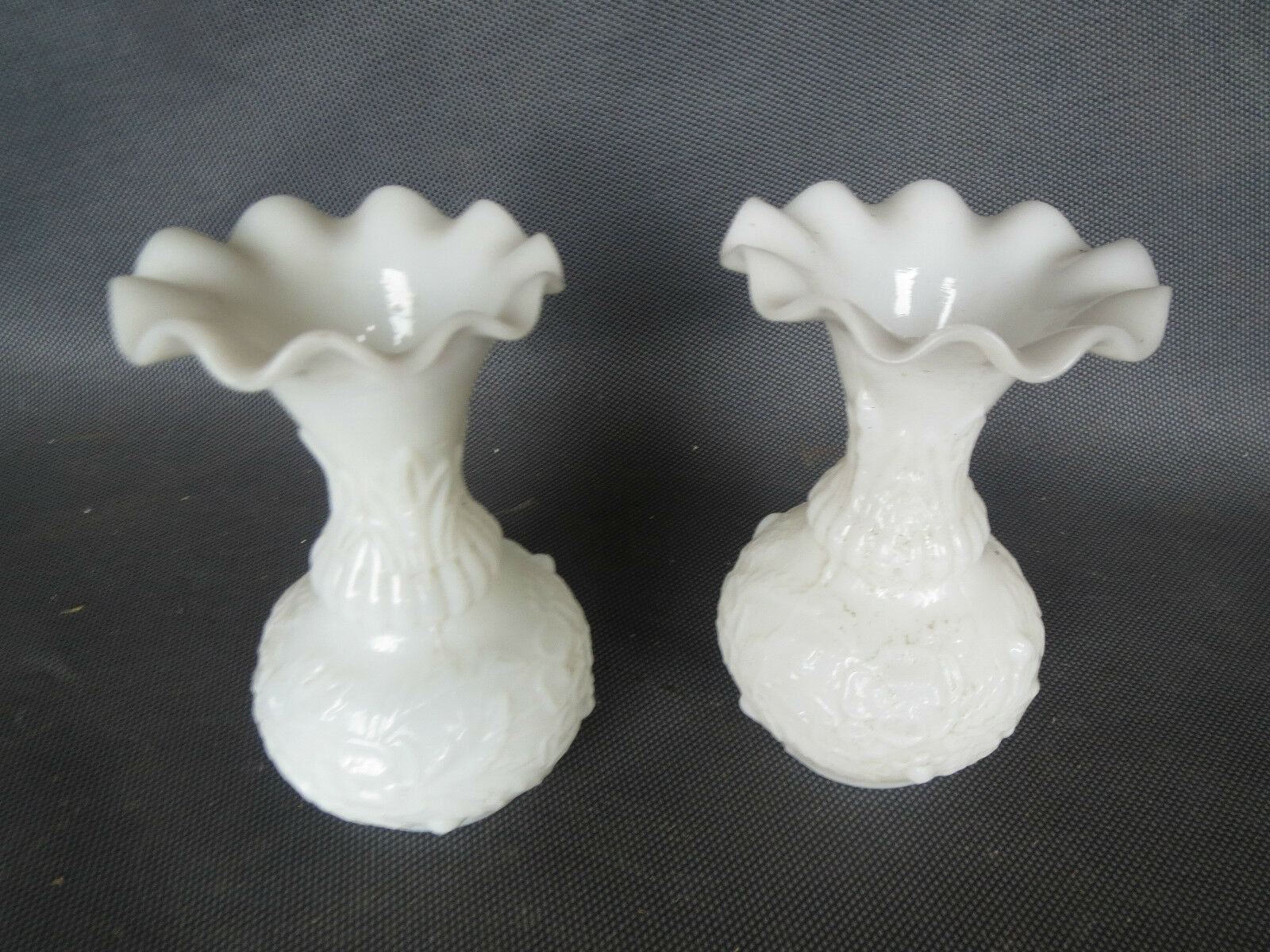 Opaline vases of fair floral decoration late 19th lay collar