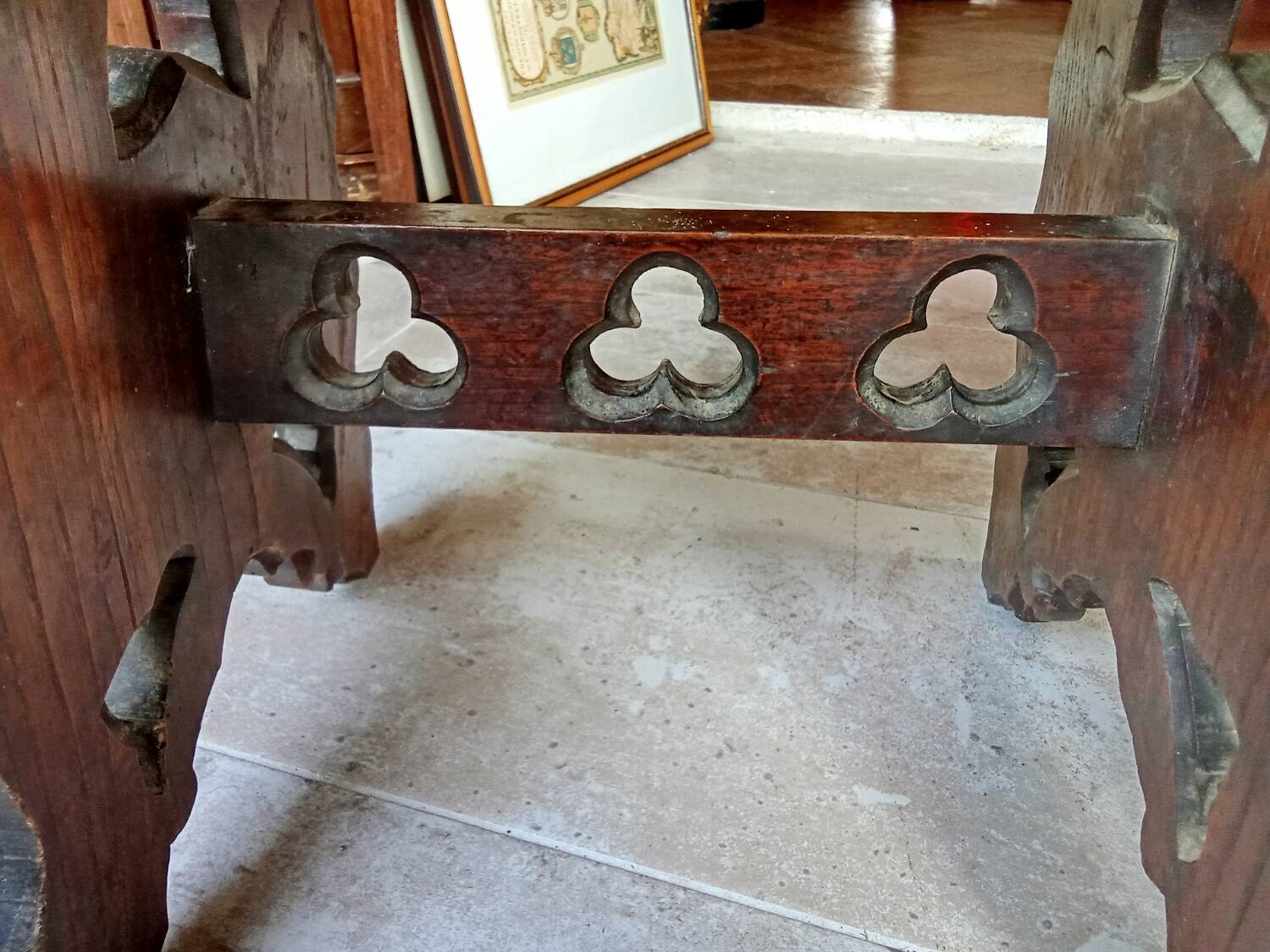 Pair of antique carved wooden stools