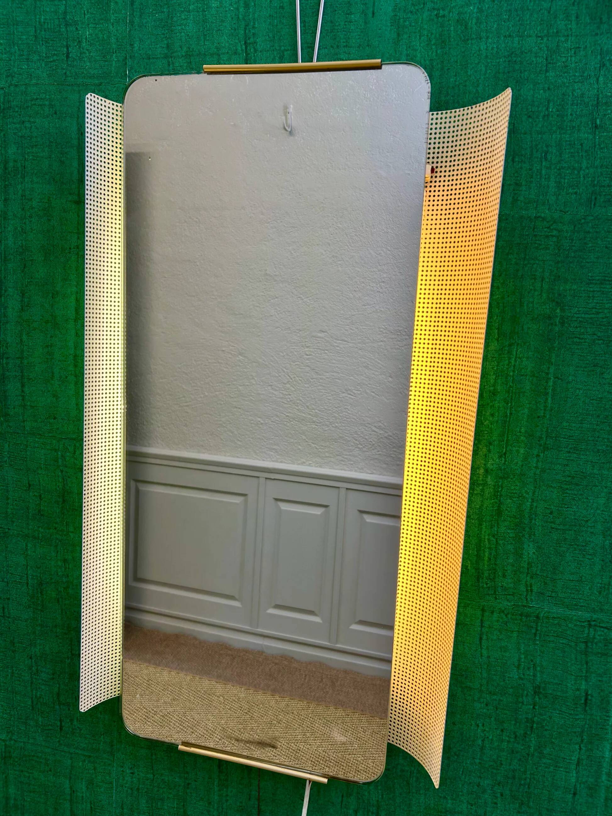 Illuminated wall mirror by Ernest Igl for Hillebrand, mid-century, Germany, 1960s.