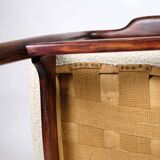 Armchair Upholstered In White Wool With Frame Made In Dark Wood By Schubell & Madsen From 1950s