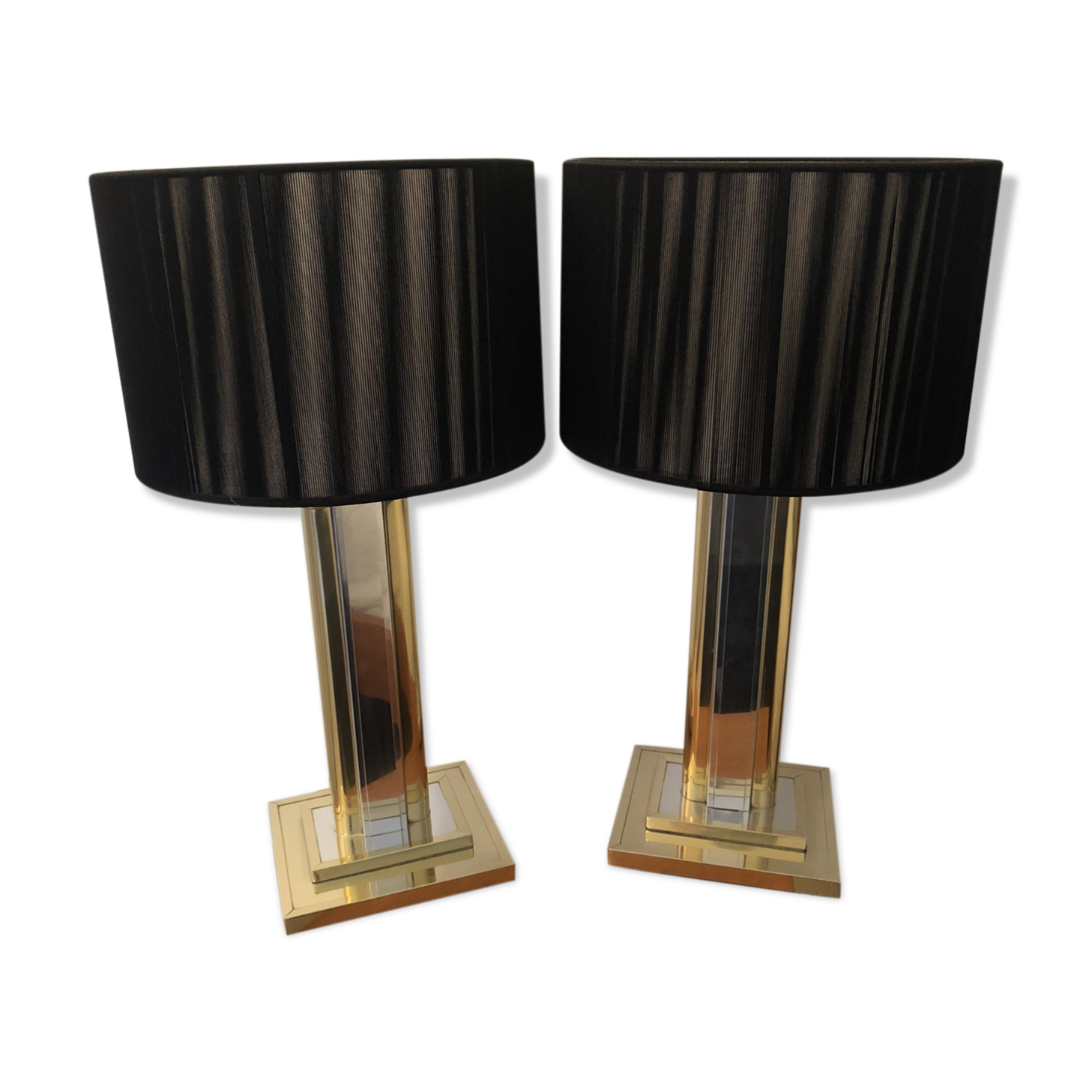 Paire de lampes années 70 laiton et acier