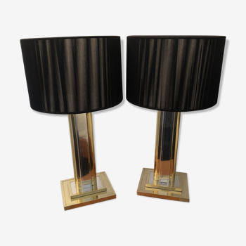 Pair of lamps 70 years brass and steel