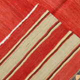 Red & beige wool kilim rug 237x142cm