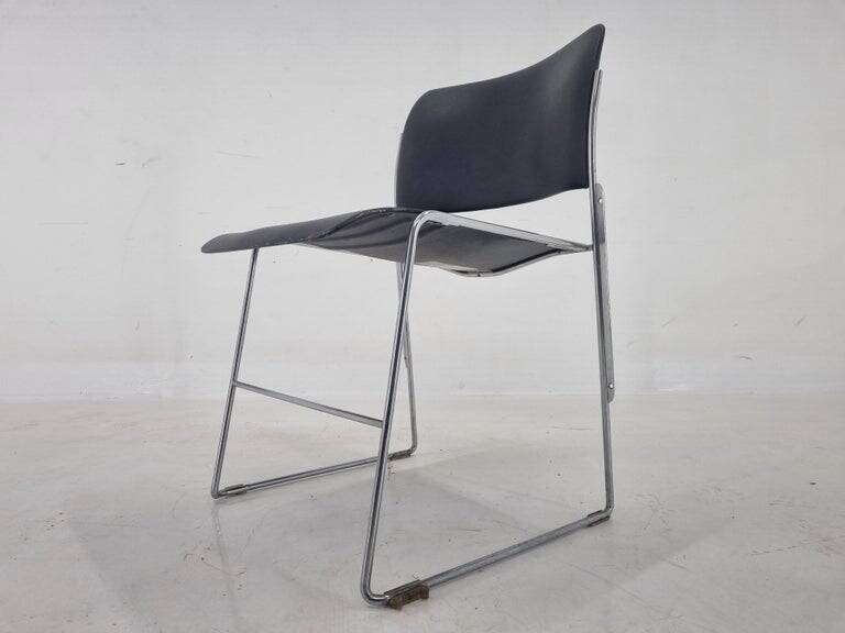 Midcentury David Rowland 40/4 Black and Chrome Side Chair, 1970s