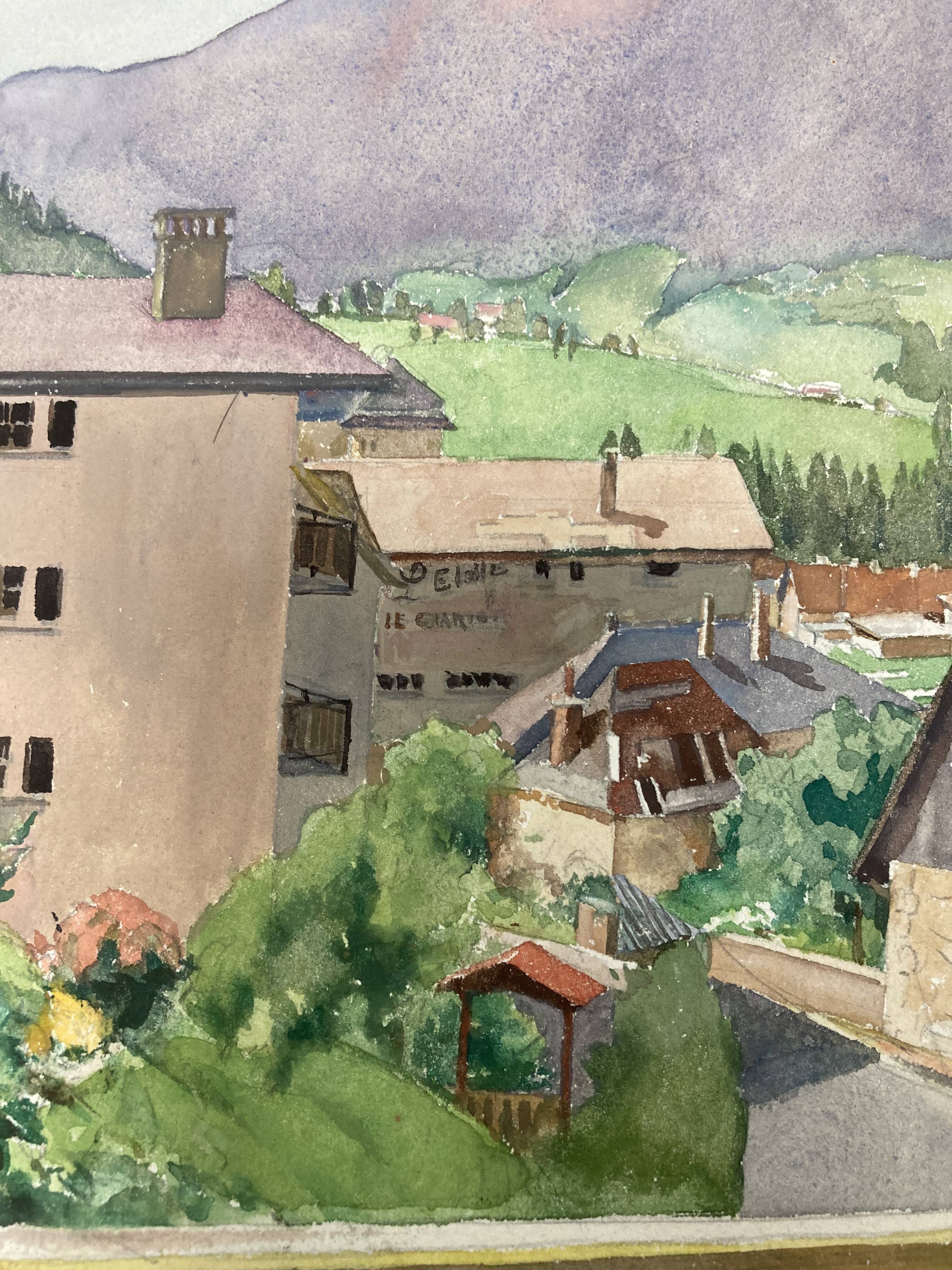 Watercolor mountain landscape