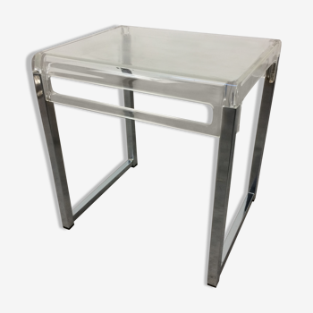 Table d'appoint space age chrome et plexiglas années 70