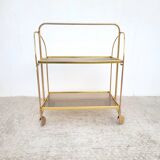 Vintage folding serving table on wheels 1970