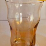 Four iridescent honey blown glass glasses