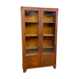 Vintage wooden school laboratory display cabinet