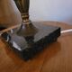 Vintage 1960s lamp – black veined marble and decorated metal