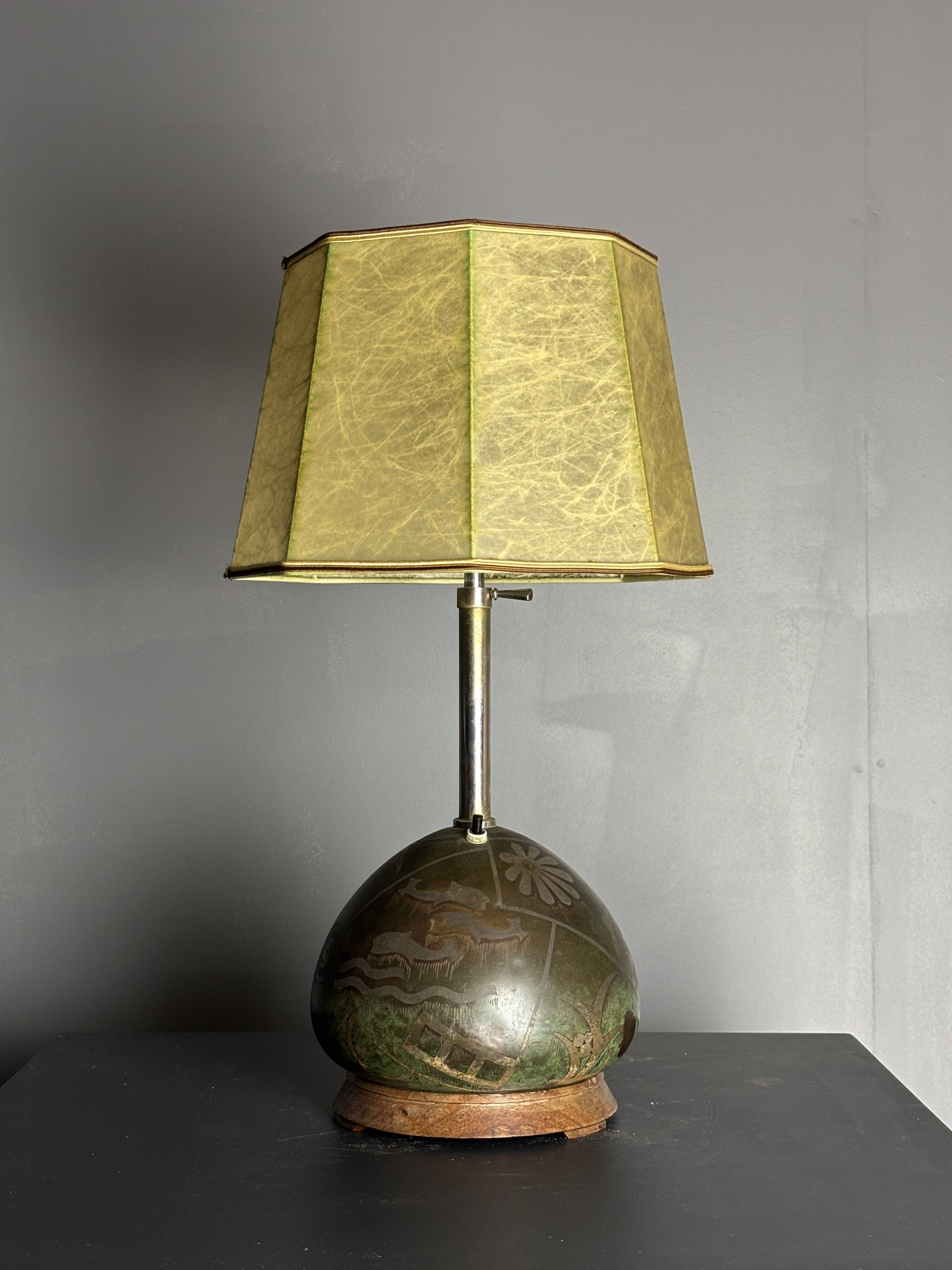 Art deco table lamp by Paul Haustein for WMF Ikora, Congo series, 1920s