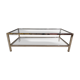 Vintage bevelled glass coffee table and lightly gilded square metal tubes from the 70s/80s