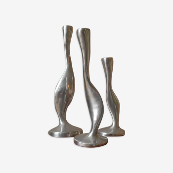 Handcrafted contemporary design aluminum candle holders