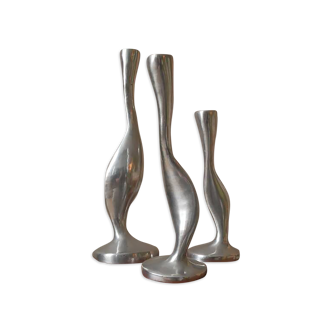 Handcrafted contemporary design aluminum candle holders