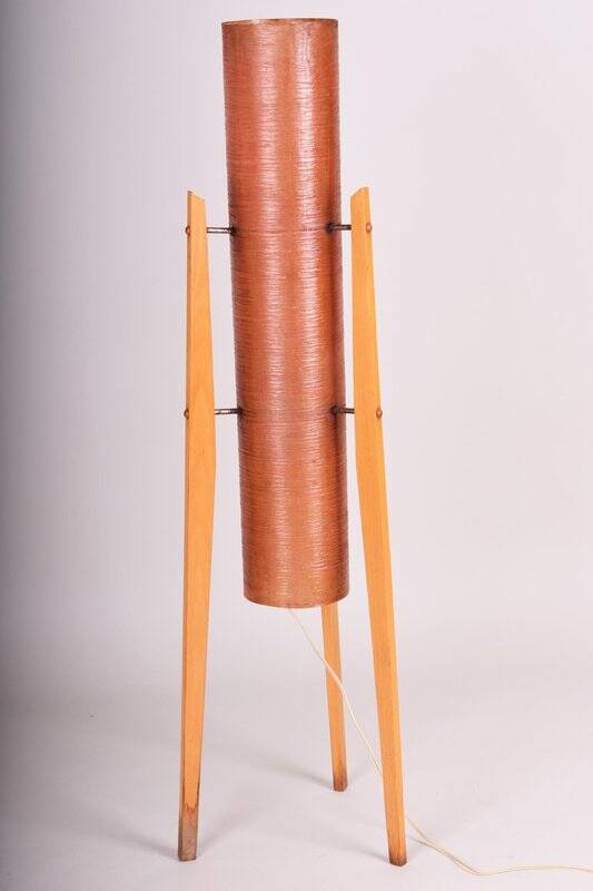 Mid-Century Modern Floor Lamp in Beech by Novoplast Sered, Czech, 1960s