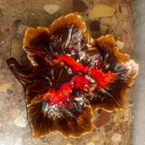 Vintage leaf-shaped earthenware centerpiece/trinket tray