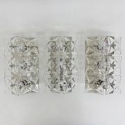 Set of 3 mid-century large crystal sconce by Kinkeldey, Germany, 1970s