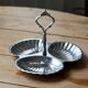 Serviteur vintage en métal argenté - Coquillage - 3 compartiments