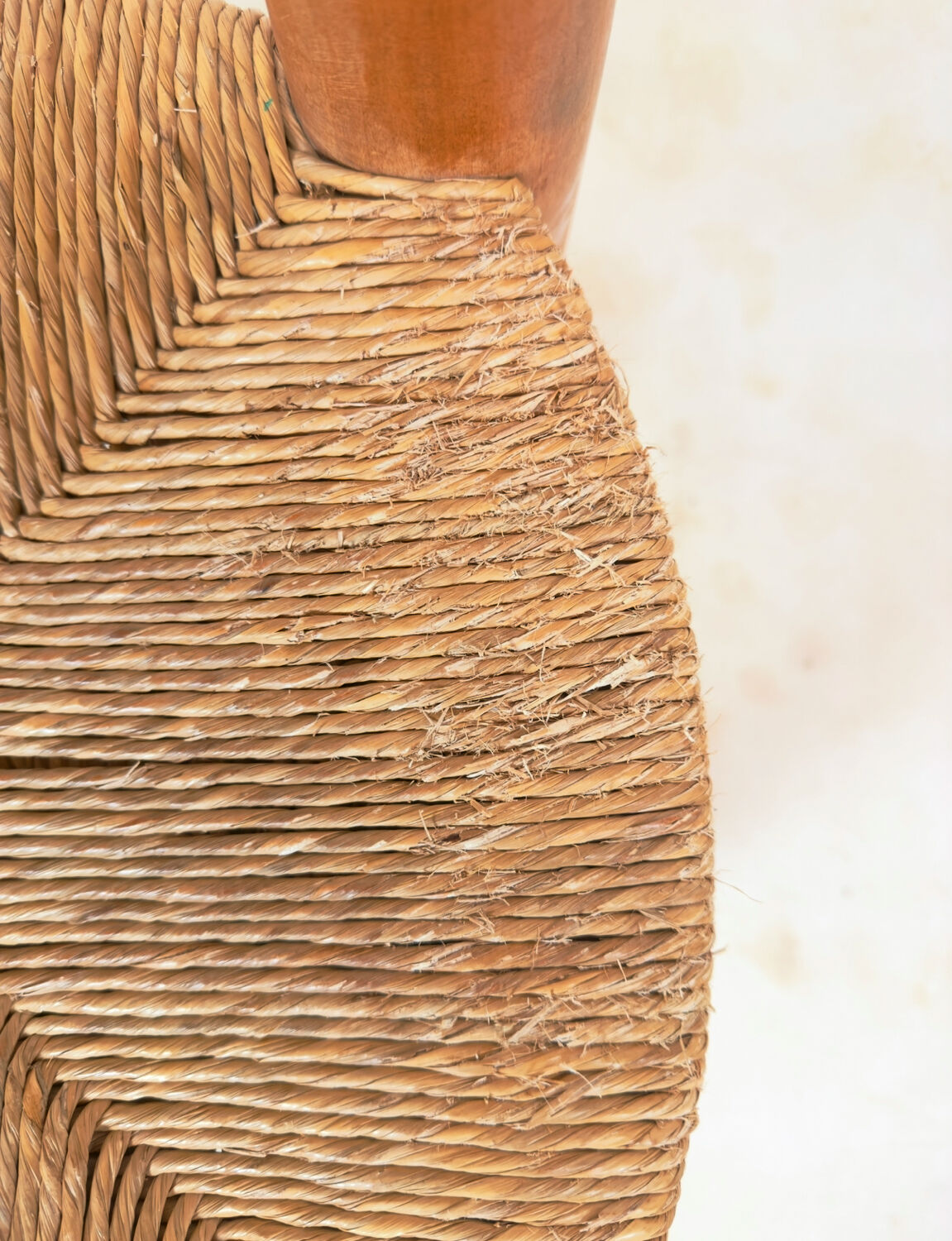 Vintage wooden chair with rush seating