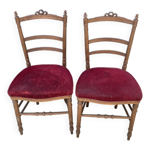 2 chaises velours rouge