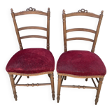 2 chaises velours rouge