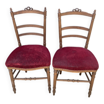 2 chaises velours rouge
