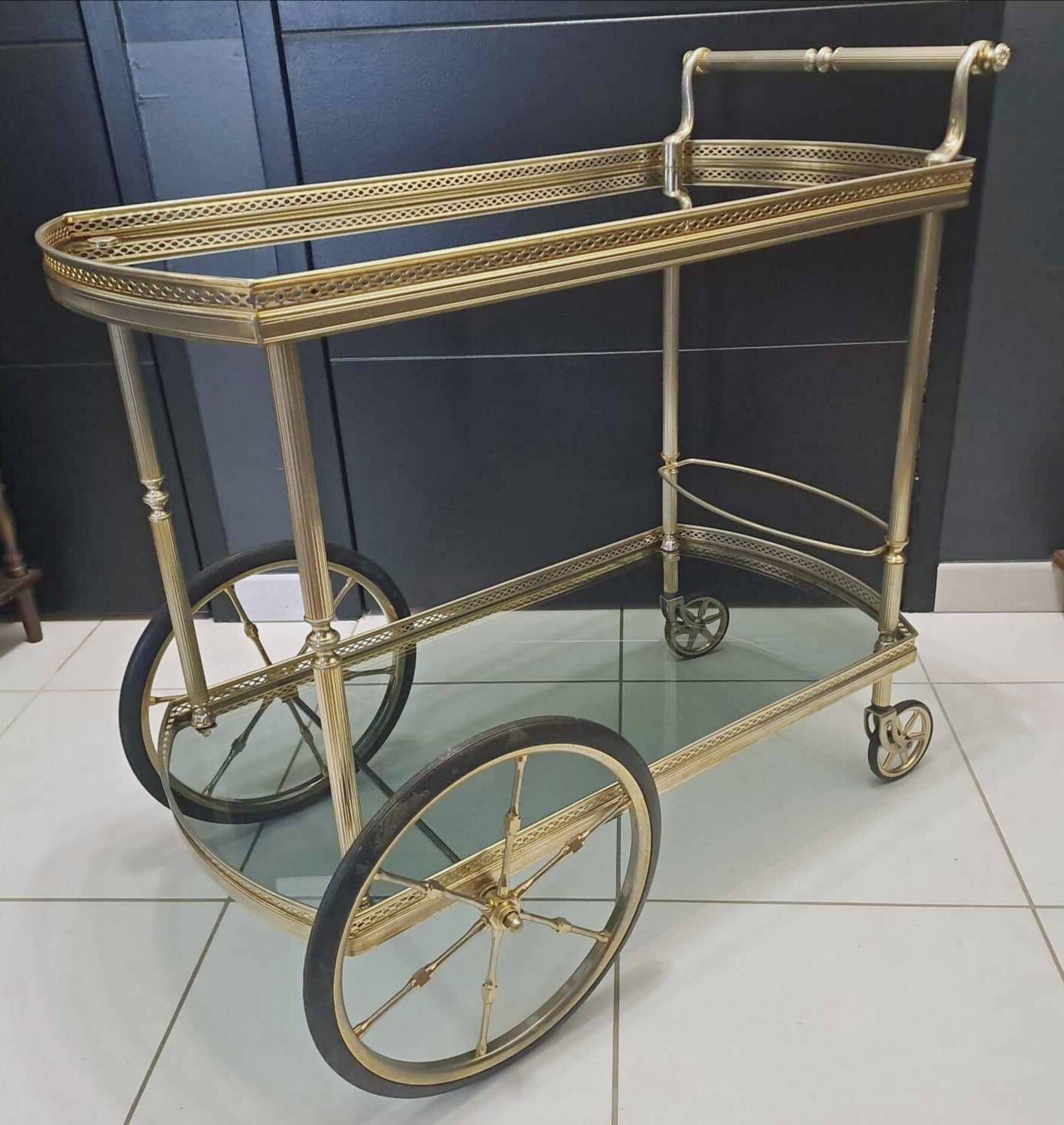 Vintage trolley in gilded and silvered bronze