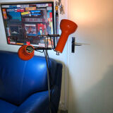 Lampadaire original deux spots orange 1970