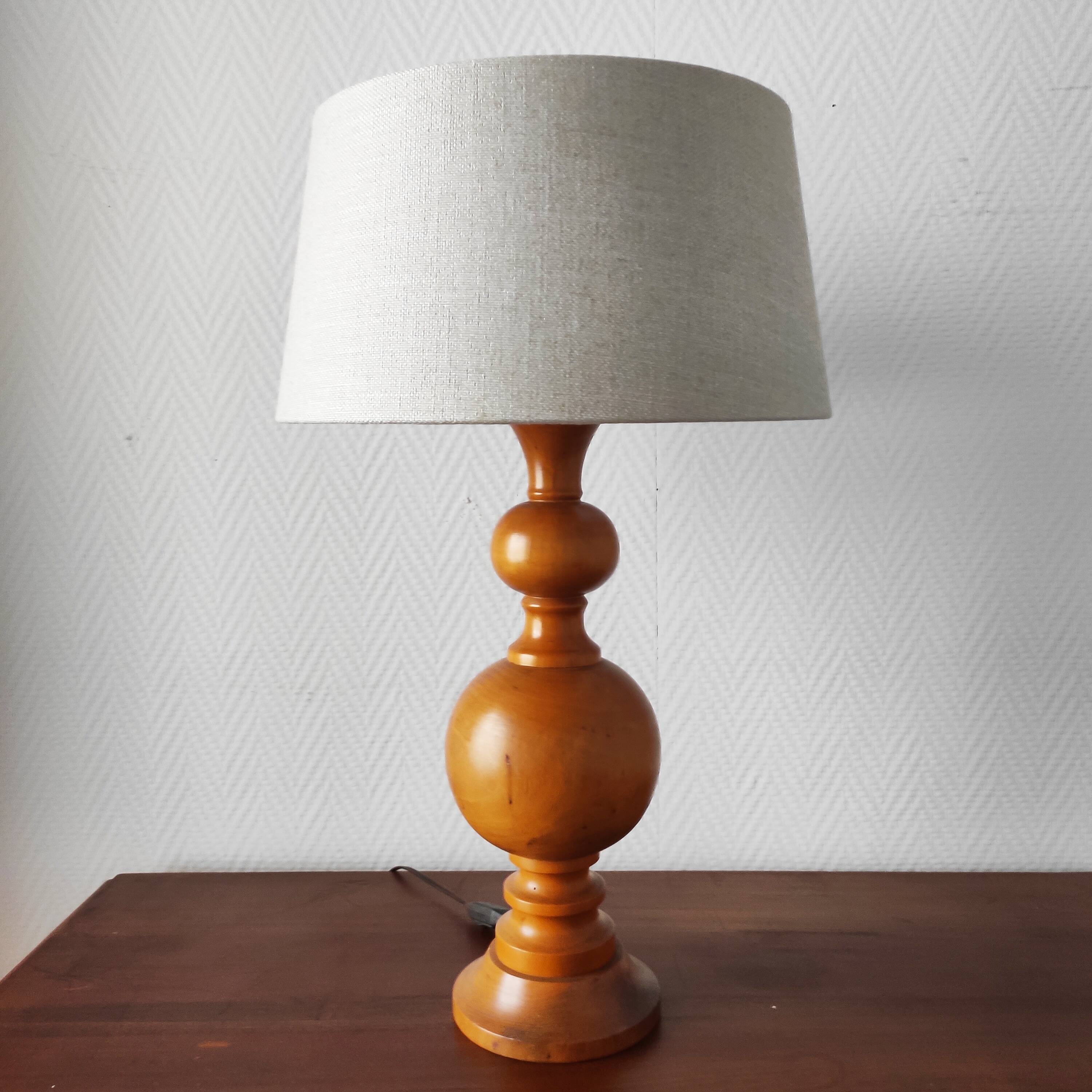 Vintage turned wooden living room lamp